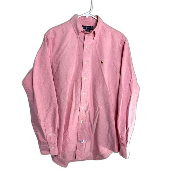 Vintage Ralph Lauren Classic Fit Button-down Oxford Pony Logo 16-35 - Picture 1 of 6